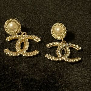 CHANEL Pearl and Crystal Earrings
